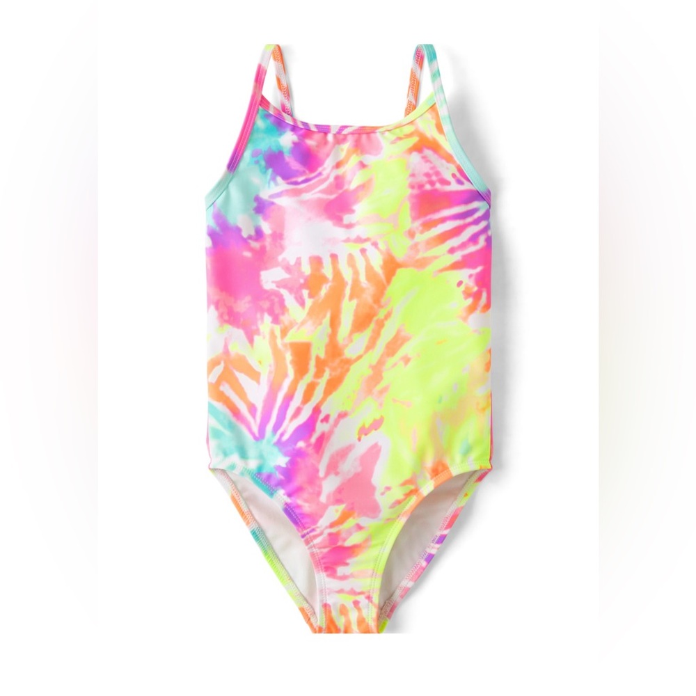 Girls Rainbow Tie-Dye cut-out one piece swimsuit